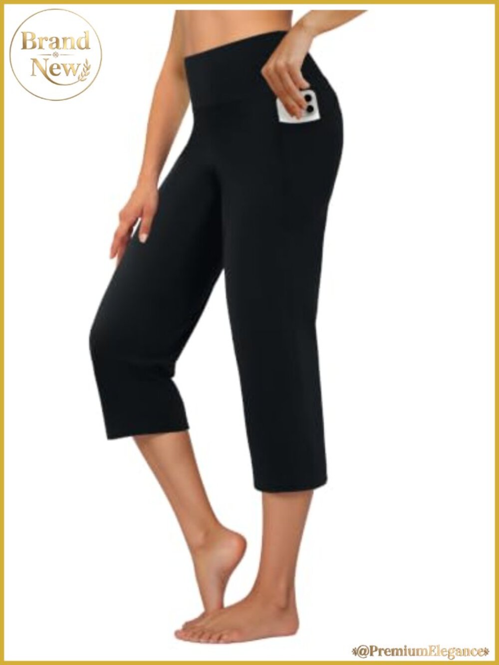 High Waist Cropped Yoga Pants with Pockets Women Capri Leggings